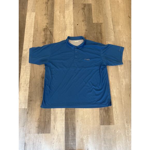 Columbia PFG Polo Shirt Mens 3XL Blue Omni-Shade Performance Fishing Golf - Picture 2 of 8